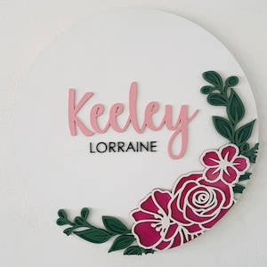 Flower Name Sign | Rose Nursery Sign |Floral Nursery | Customized Nursery Sign| Flower Theme Nursery Name Sign | Roses