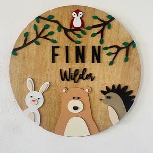 Plaque nominative Woodland Nursery | Enseigne de pépinière Woodland | Créatures des bois | Enseigne personnalisée pour chambre d&#39;enfant | prénom pour chambre d&#39;enfant à thème boisé | Animaux