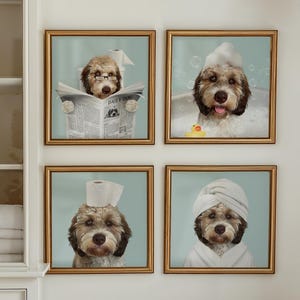 Personalized Pet Portrait, Dog or Cat in Bathtub, Bathroom Pet Poster, Unique Pet gift, Kids Bathroom Art, Dog Mom Gift, Digital Dog in Bath