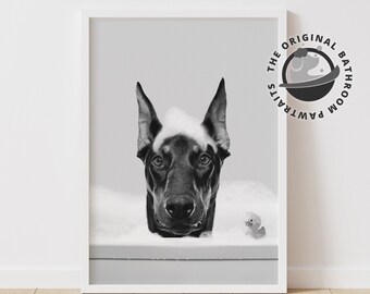 Custom Pet Portrait, Funny Bathroom Art, Dog in Bathtub, Animal in Tub, Personalized Gift, Personalized Print,Pet Gift, Pet Illustration