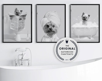 Custom Pet Portrait, Pet Gift, Dog in Bathtub, Bathroom Wall Art, Custom Funny Pet Picture, Portrait from Photo, Personalized Dog in Toilet