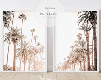 Set of 2 Prints Palm Tree Wall Art Tropical Poster Print Digital Palm Tree Poster Palm Tree Photo Tropical Wall Art Palm Tree Print