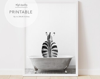 Zebra Bathroom Decor Etsy