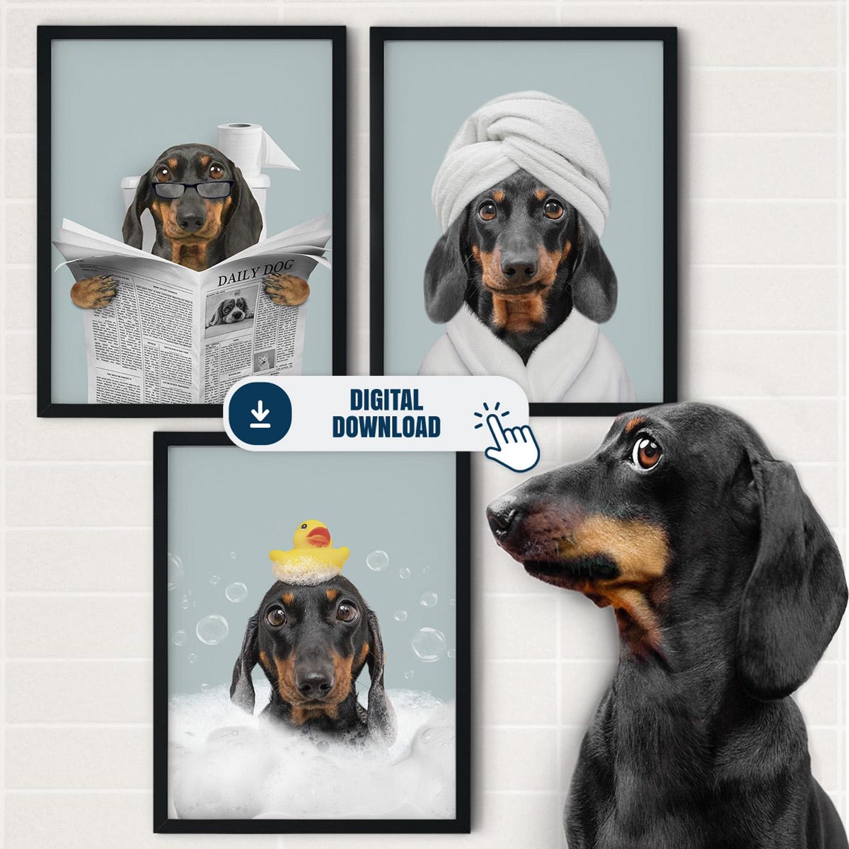 Custom Pet Portraits Set of 3, Funny Dog or Cat Portrait, Pet in Bathtub, Dog in Toilet, Personalized Pet Gift, Kids Bathroom Art, Dog Mom - Etsy