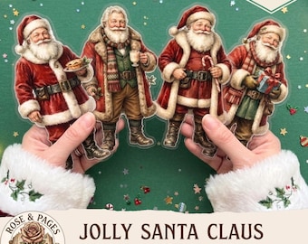 Kit de imágenes prediseñadas de muñecos de papel de Papá Noel, kit de teatro de marionetas, muñecos navideños recortables vintage, 24 muñecos, manualidades para niños, efímeros para álbumes de recortes