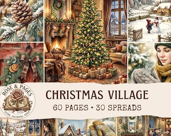 Kit de diario navideño de invierno, páginas de diario navideñas vintage, papel para álbumes de recortes y tarjetas navideñas, paquete de papeles, artículos navideños decorativos