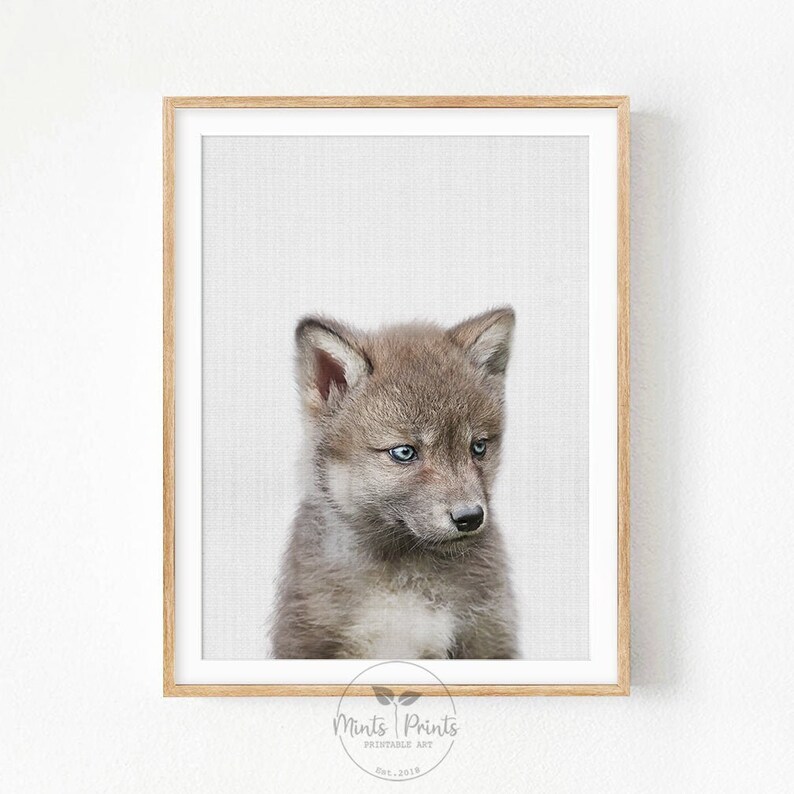 Baby Wolf Printable Nursery Wall Art Woodland Decor Baby Etsy