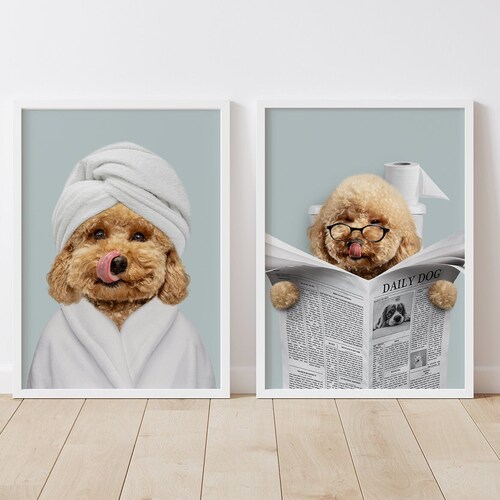 Custom Pet Portrait from photo, Custom Dog, Pet in Toilet Print, Animal in Tub, Bathroom Art, Personalized gifts,Pet Gift, Pet Illustration