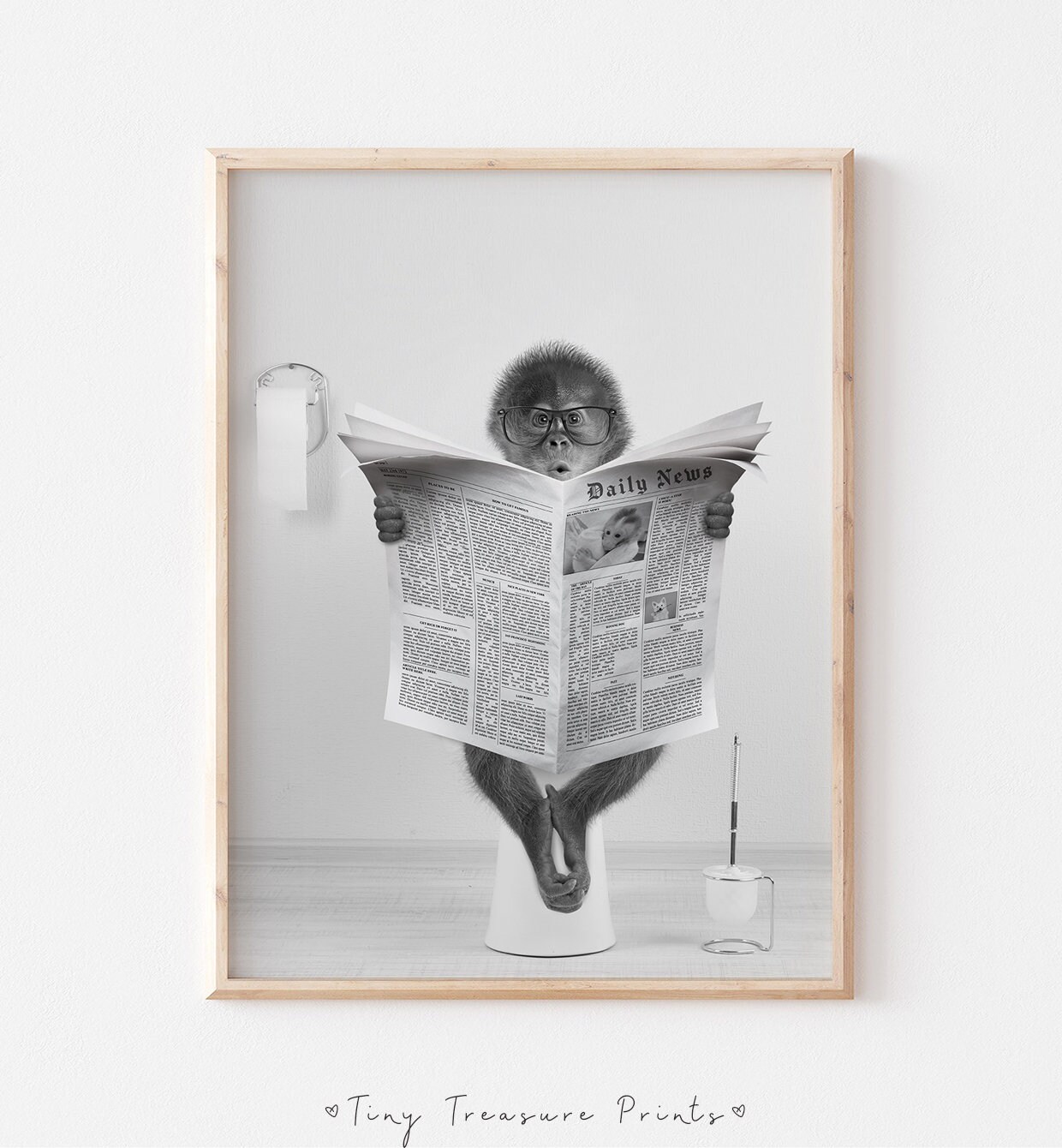 Monkey Print Funny Bathroom Decor Monkey in Toilet Animal - Etsy