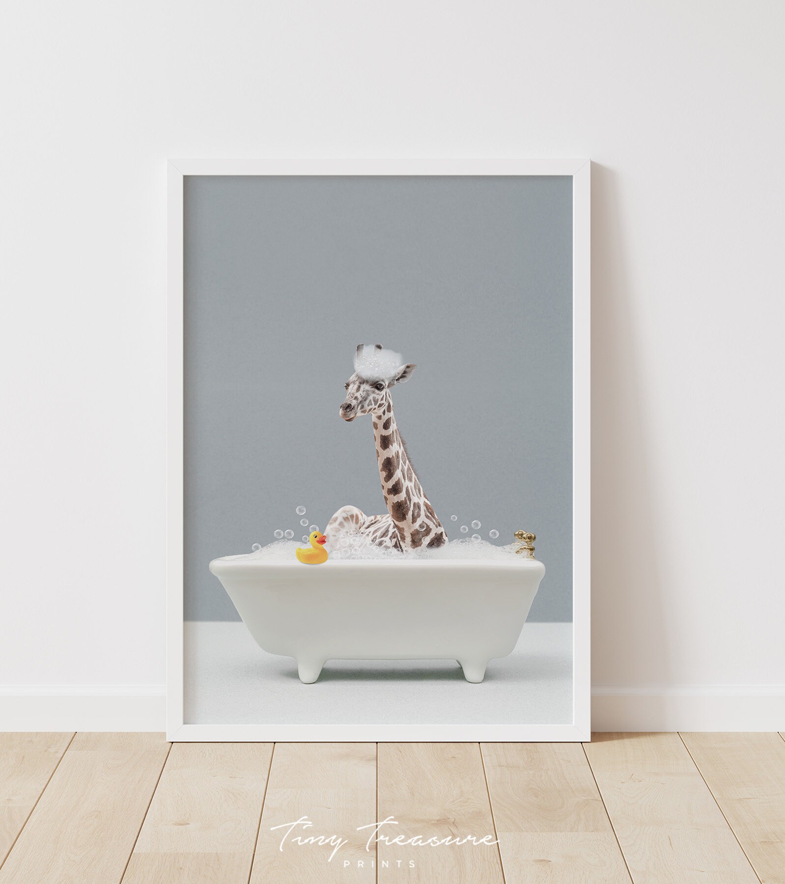 Jirafa en una bañera Baño de jirafas Impresión divertida del | Etsy