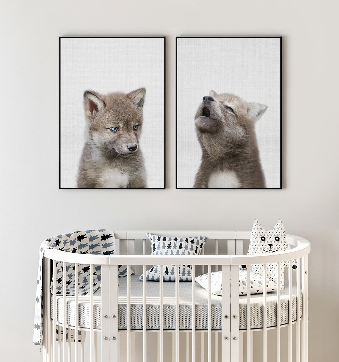 Baby Wolf Print SET Wolves Nursery Wall Art Woodland Decor Etsy