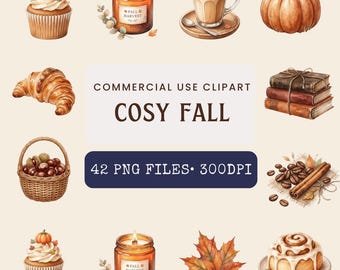 Kit de imágenes prediseñadas de panadería acogedora para otoño, PNG de estilo cottagecore otoñal vintage, imágenes prediseñadas de panadería rústica para álbumes de recortes, tarjetas de diarios creativos, paquete de manualidades efímeras