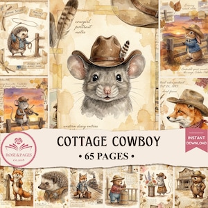 Cottage Cowboy Junk Journal Pages | Vintage Watercolor Western Ranch Ephemera | Cottagecore Printable Scrapbook Kit — Rose & Pages