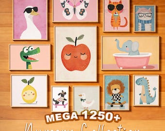 1250+ Nursery Prints Bundle | Vintage Toddler Wall Art  | Animal & Minimalist Kids Room Wall Art | Neutral Baby Decor | Digital Download