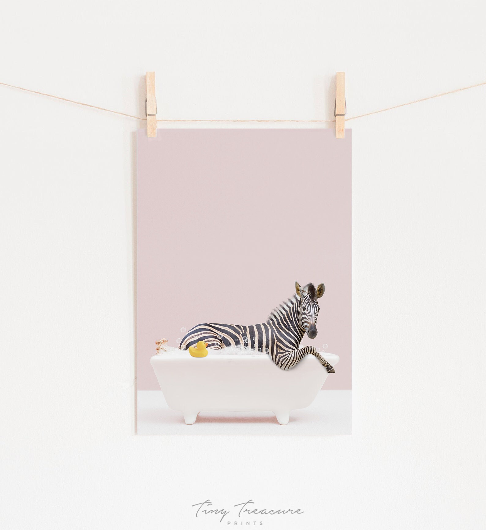 Zebra in a bathtub Zebra Bathing Funny Bathroom Print Etsy
