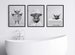 Scottish Highland Cattle Set of 3 Prints, Highland Cow in Bathtub Print, Funny Kids Bathroom Print, Animal in bathtub, Whimsy Animal Art 