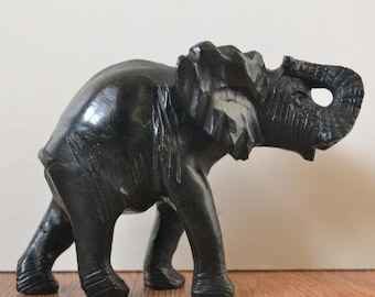 象の石彫刻セット 5個 ヴィンテージ彫刻石象 5