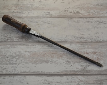 Vintage Long 11" x 5/16" Flathead Screwdriver - Hardwood Handle