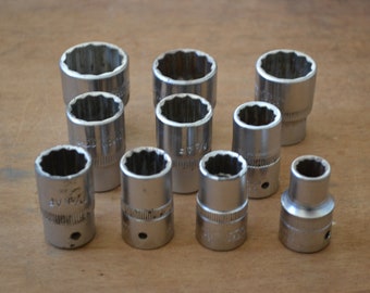 Vintage Elora Socket Set: 10 Imperial Sockets, Chrom Vanadium, West Germany