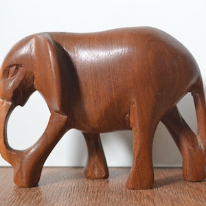 Vintage Carved Wooden Elephant 3 1/2&quot;