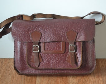 Vintage Traditional Brown Leather Satchel School Bag