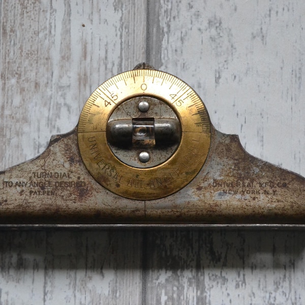Vintage Universal New York All-Angle Spirit Level With Brass Dial