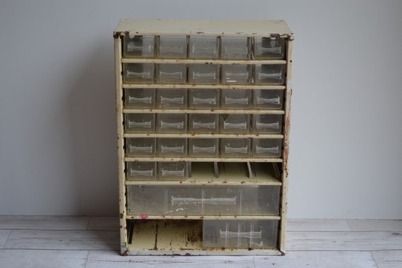 Vintage Industrial Screw Cabinet Steel Small Parts 29 Drawer Etsy