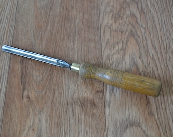 Vintage Palm Tree 3/8" Straight Carving Gouge Chisel - Hardwood Handle with Brass Ferrule