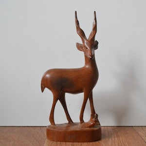 Vintage Carved Wood Antelope Gazelle 7 1/2"