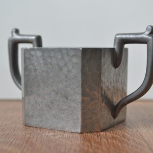 Vintage Civic Pewter 1142 Art Deco Twin Handled Sugar Bowl - Made in England