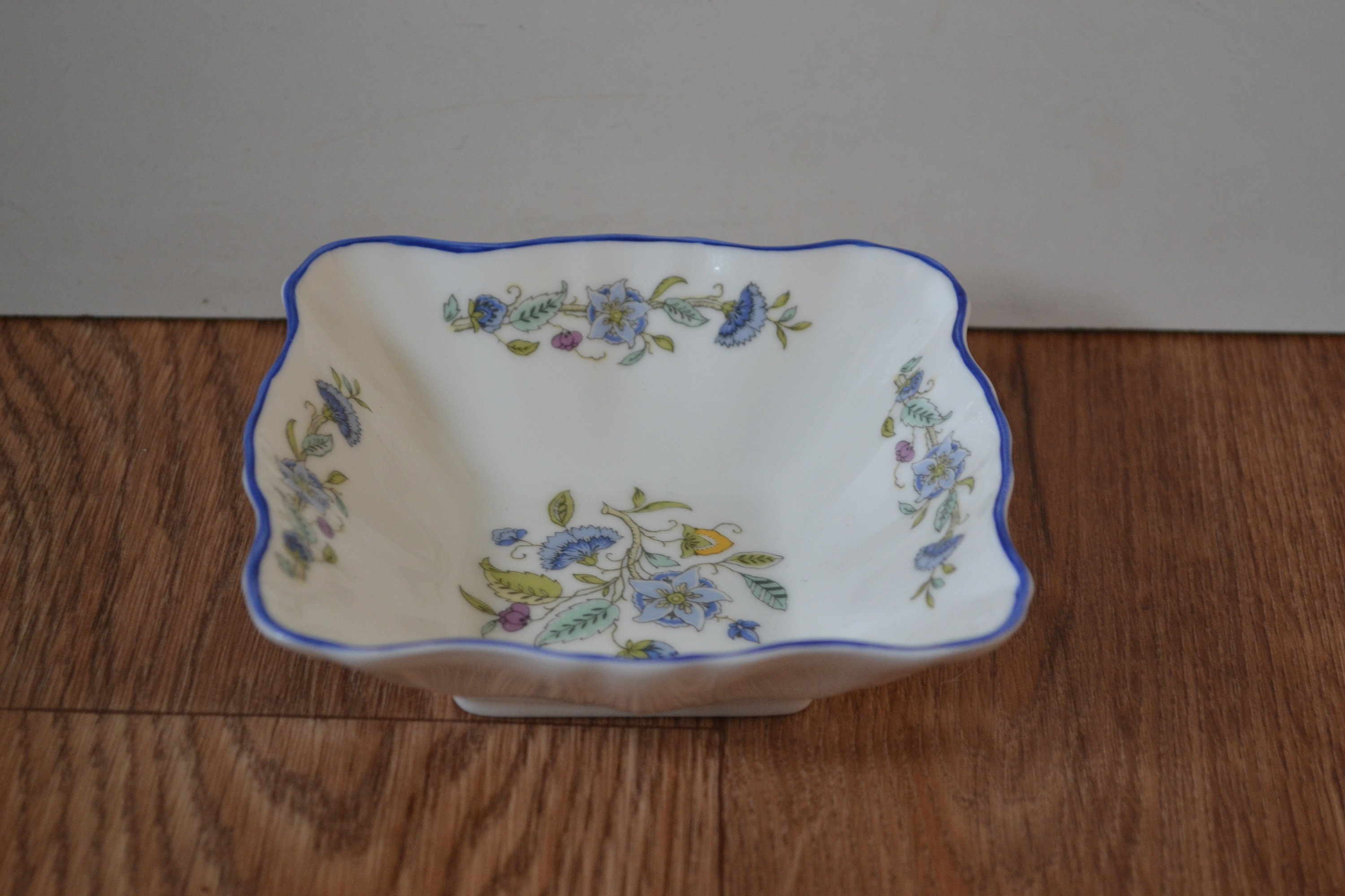 Vintage Minton Haddon Hall Blue S. 782 Fine Bone China Square Dish