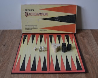 Jogo de gamão vintage Spear's em caixa - edição de 1980