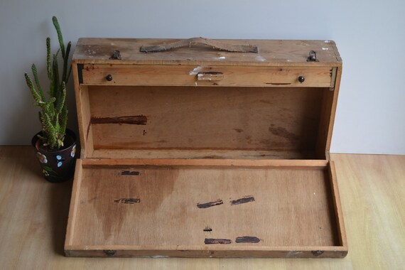 Vintage Scratch built Large Wooden Single Drawer Carpenters Tool