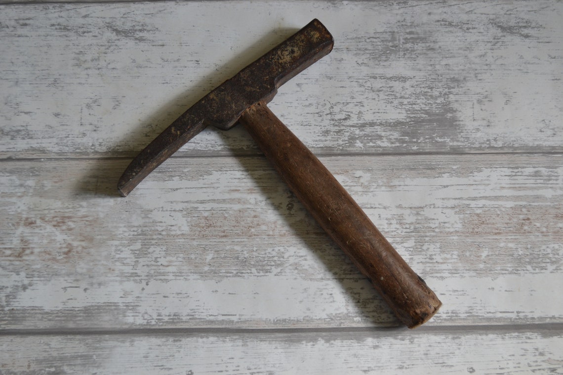 Vintage 8 Steel Masonry Brick Hammer With Wooden Handle Etsy
