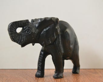 象の石彫刻セット 5個 ヴィンテージ大理石オニキス象の置物：天然石の