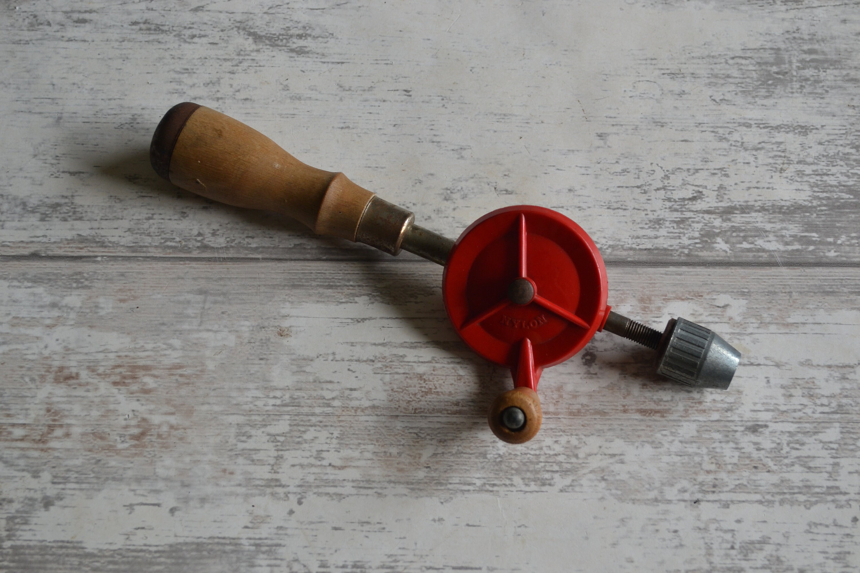 Vintage Small Egg Beater Hand Drill with Nylon Drive Wheel