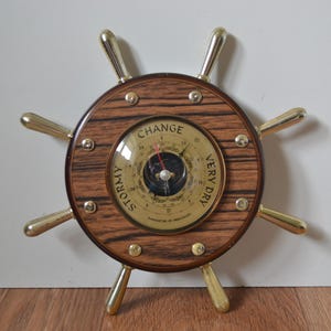 Vintage Plastic Ships&#39; Wheel Barometer - Made in France