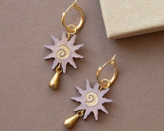 Sol Sun Swirl Hoop Earrings in Dusky Lilac  - Perfect gift for sun lovers
