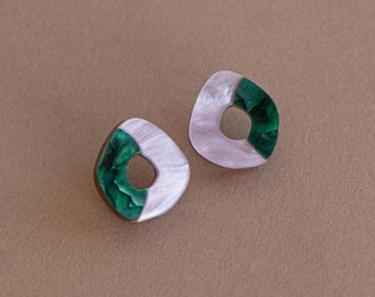Oh Circle Laser Cut Colourful Artistic Stud Earrings for Fun Everyday Wear in Teal and Lilac