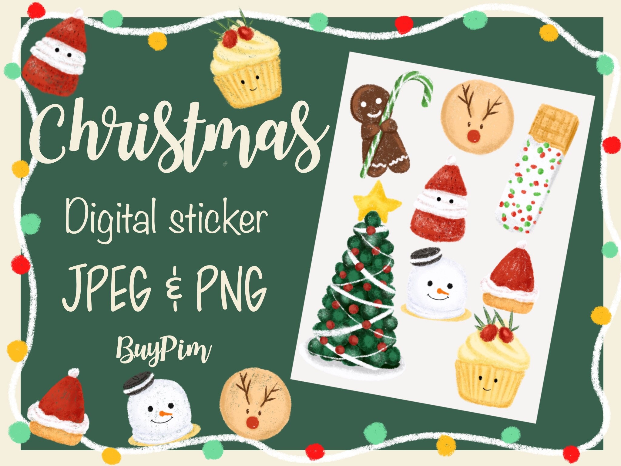 Christmas cookie digital stickers Instant Download | Etsy