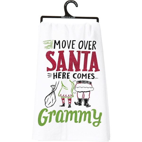 Grammy Dish Towel - Move Over Santa Here Comes Grammy - Christmas Gift Grandma