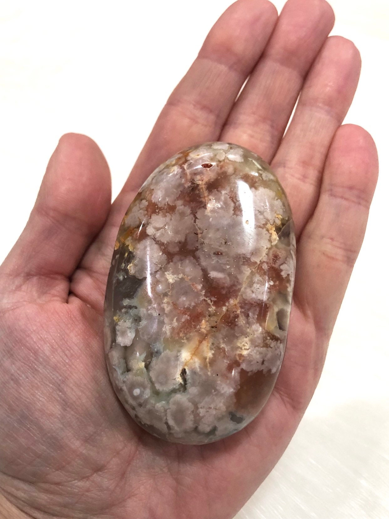 Pink & Purple Cherry Blossom Agate Palmstones