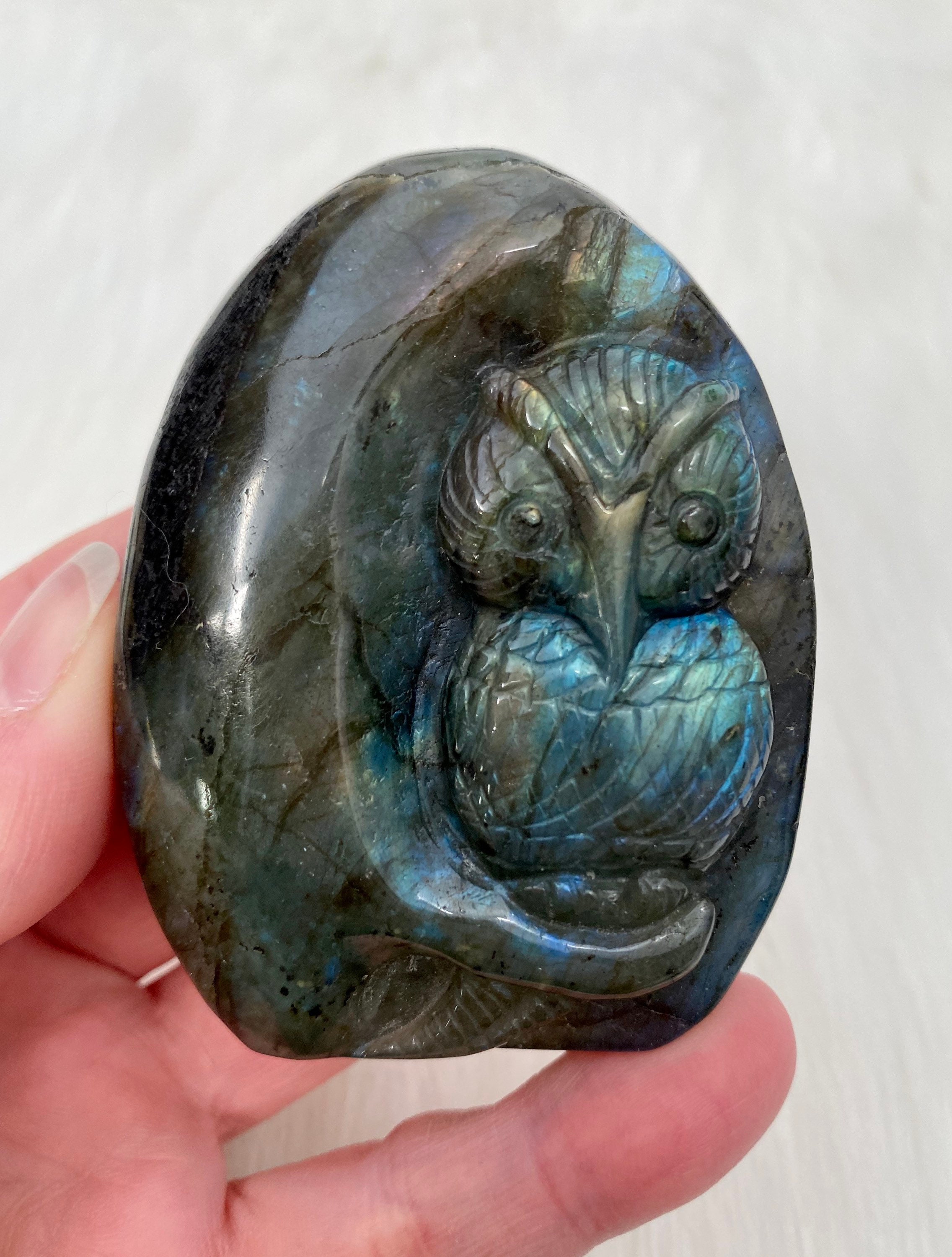 Labradorite Carved Owls (Standing)
