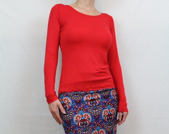 Red top / Womens top / Red top for women / Jersey top