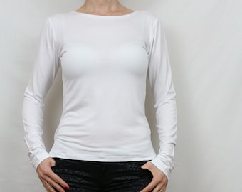 Top de mujer/ Top blanco/ Top de manga larga / camisa blanca