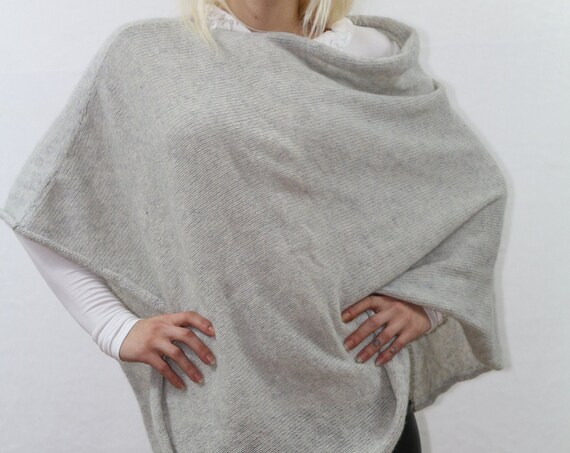 Poncho / Grey pullover/ Womens pullover / Summer pullover/ knitted sweater / Knitted poncho / Alpaca poncho