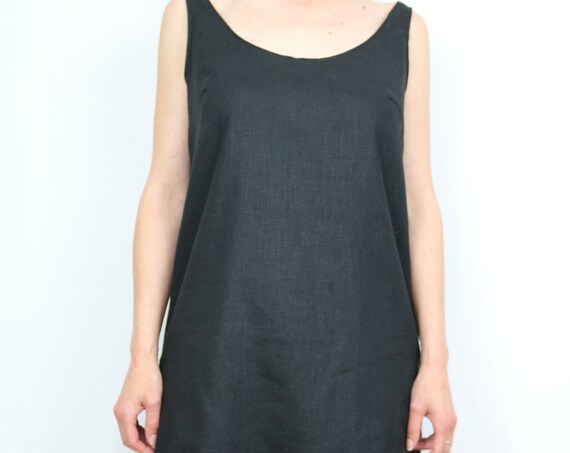 Linen dress/ Linend dress for women/ Linen tunic / Linen kaftan / Black dress/ Black linen dress