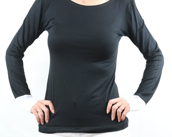 Black top / White top/ Long sleeve top/ Top for women/Jersey top/ Jersey black top/Long sleeve top for women/Black top for women /Womens top