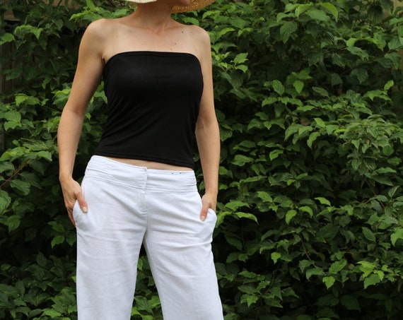 Black top/ Black top women / Black tube top/ Sleeveless top / Tube top / Off shoulders top / Womens top / Summer top