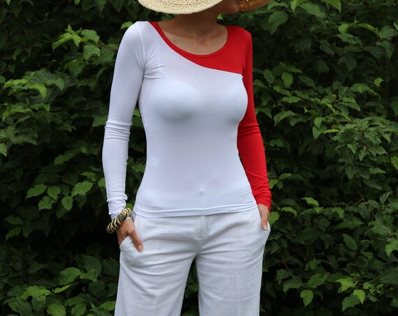 Red top/ Womens red top / Long sleeve top / Red shirt / Red blouse / Long sleeve top for women / Top for women